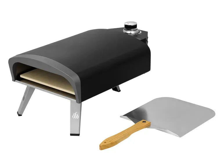Horno de pizza a gas « Burnsville » de acero inoxidable, negro