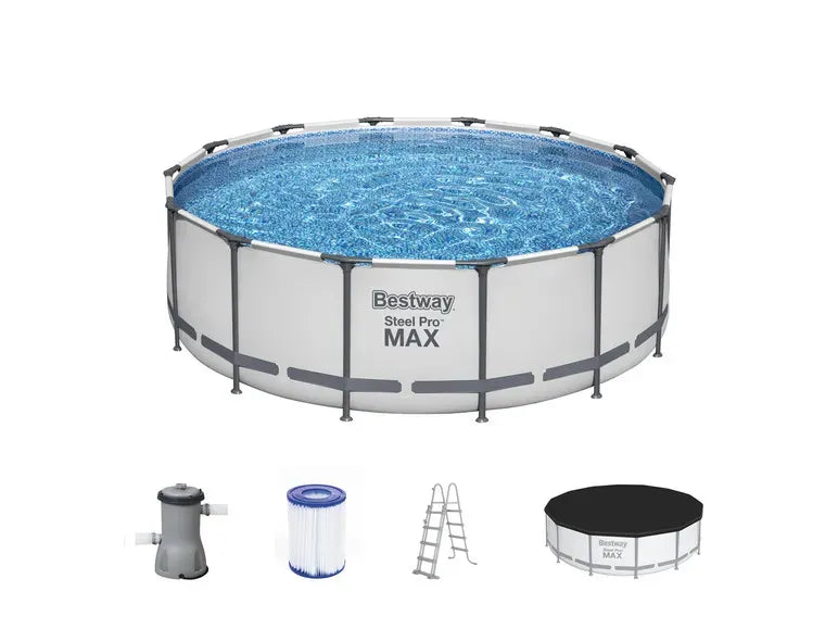 Steel Pro MAX Kit de piscina tubular completo con bomba de filtrado Ø 427 × 122 cm