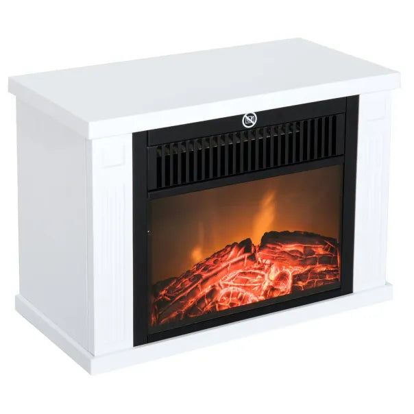 HOMCOM Chimenea eléctrica de pie con efecto llama y calefactor de aire – Blanco