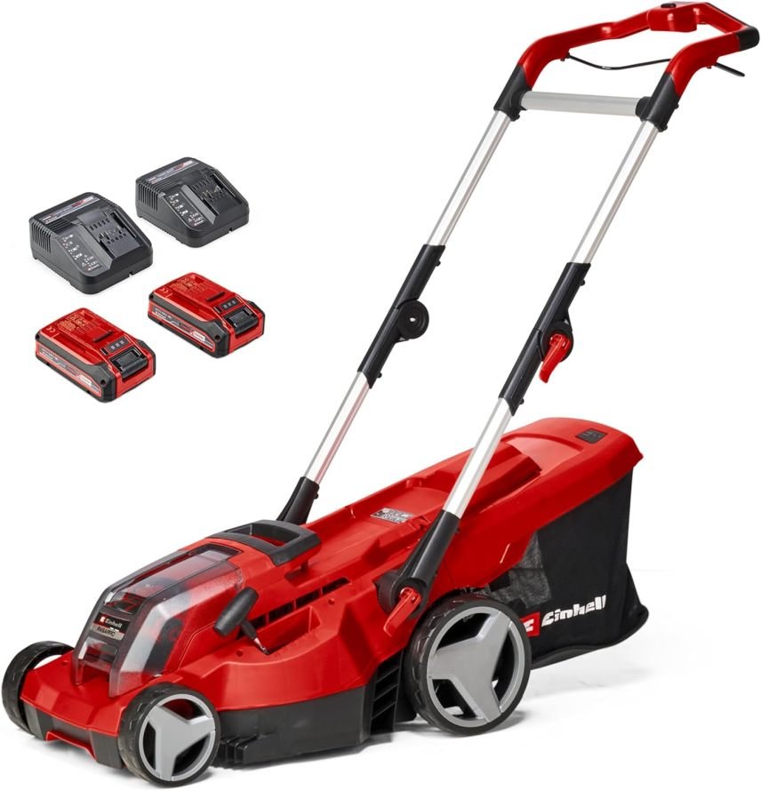 Einhell RASARRO 36/42 Kit Power X-Change Cortacésped inalámbrico – 36 V, anchura 42 cm, hasta 725 m², motor sin escobillas, cesta 50 L, mulching,…
