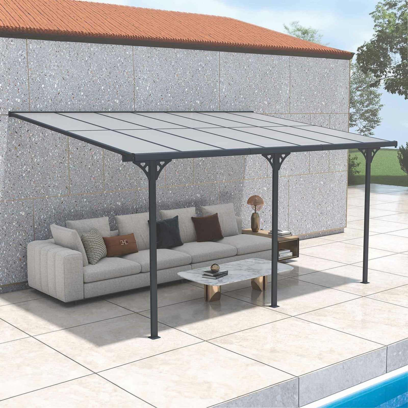 Fornorth Techo para terraza 435 × 300 × 225–270 cm
