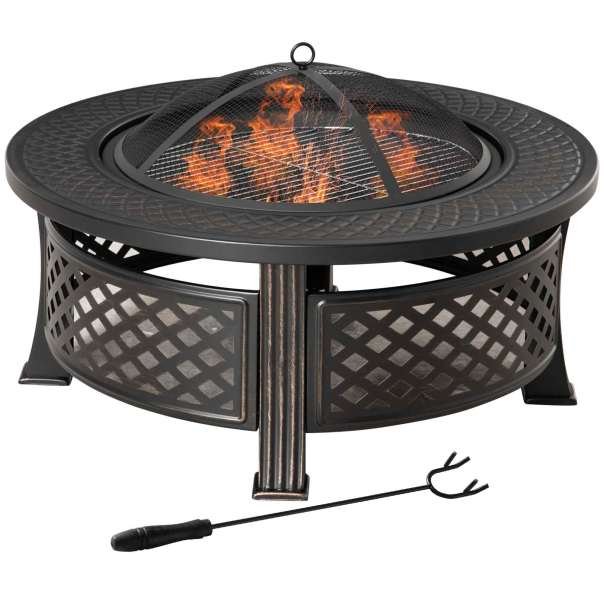 Outsunny Brasero barbacoa 2 en 1 – Efecto bronce