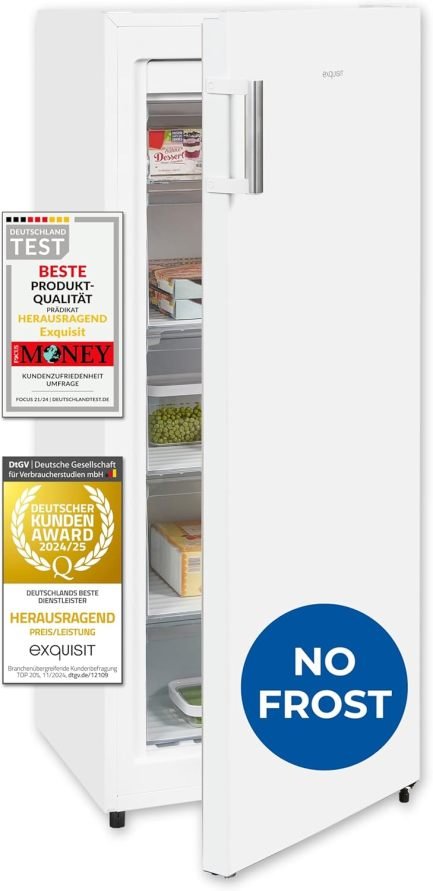 Exquisit GS5231-NF-H-040C Congelador grande NoFrost 161 L – Congelación rápida, alarma, blanco