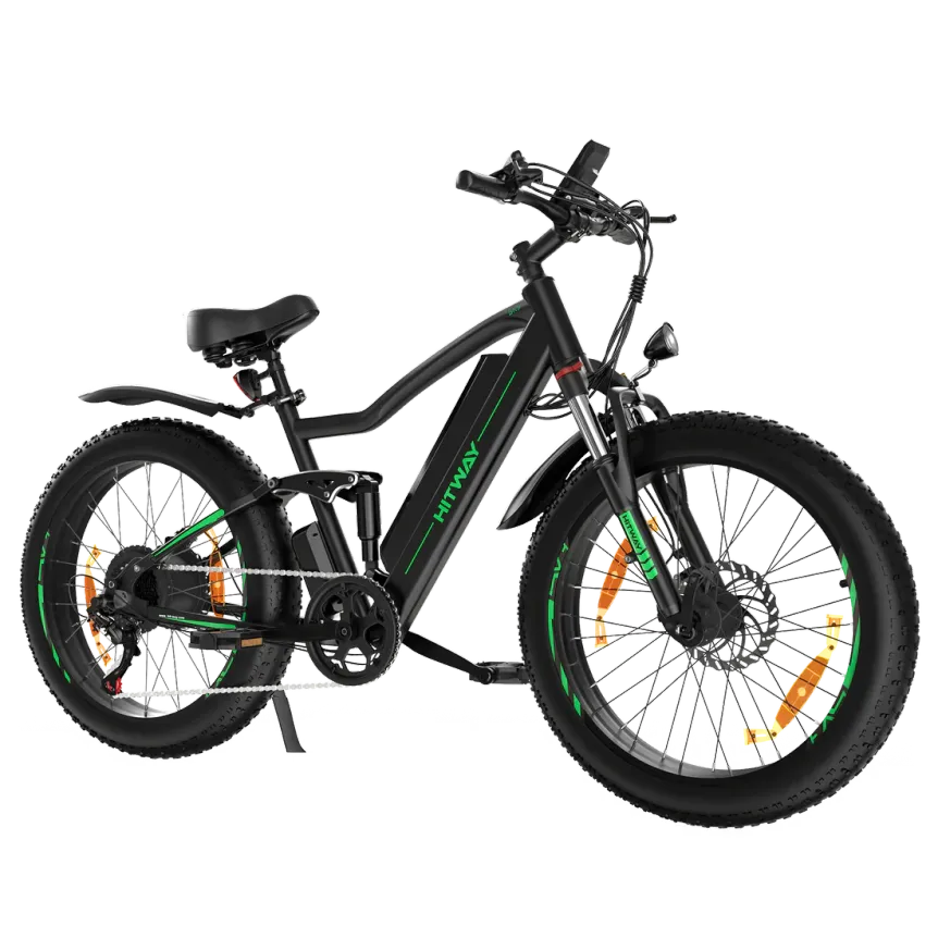 Hitway BK9 Bicicleta eléctrica todoterreno – Motor 500 W, batería 48 V 15 Ah, neumáticos Fat 26 × 4,0 pulgadas