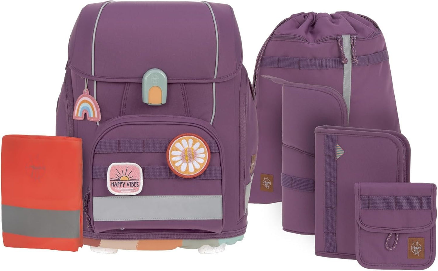 LÄSSIG Conjunto mochila escolar infantil Boxy Unique 7 piezas – Negro