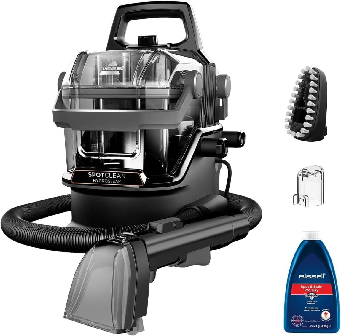 BISSELL SpotClean HydroSteam 3689N – Limpiador de manchas a vapor, cepilla y aspira, multisuperficie, secado rápido, tecnología HydroSteam
