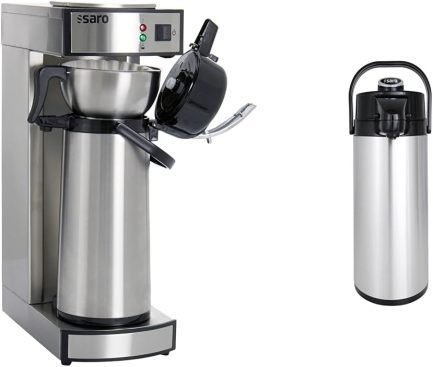 Saro Cafetera térmica profesional con filtro de cesta y termo – 2,2 L, aprox. 10 tazas, preparación y mantenimiento en caliente