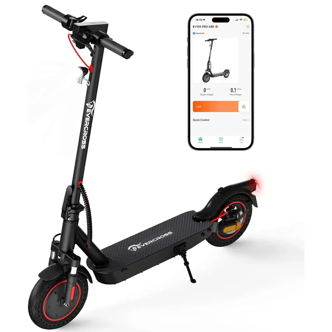 EVERCROSS EV10K Pro Patinete eléctrico homologado ABE – Motor 400 W, autonomía 35 km, neumáticos alveolares 10″, protección IP54