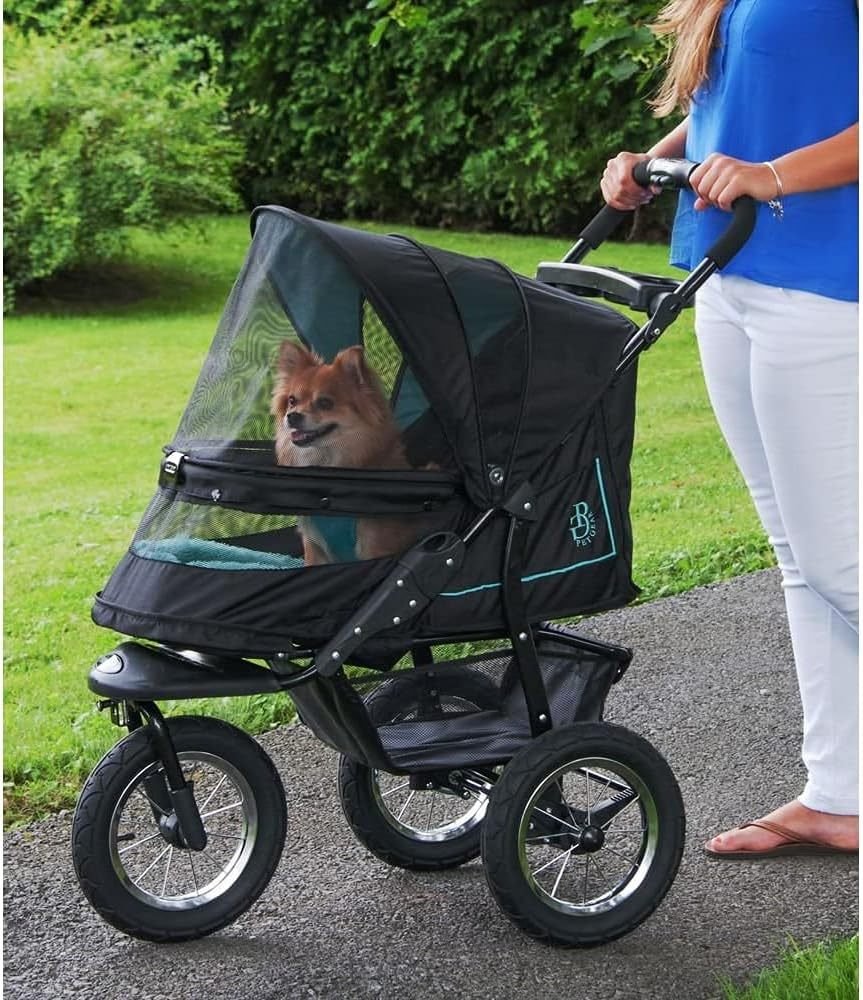 No-Zip NV Cochecito para gato/perro – Entrada sin cremallera, plegado con una mano, neumáticos de gel, cojín de felpa y protección climática…