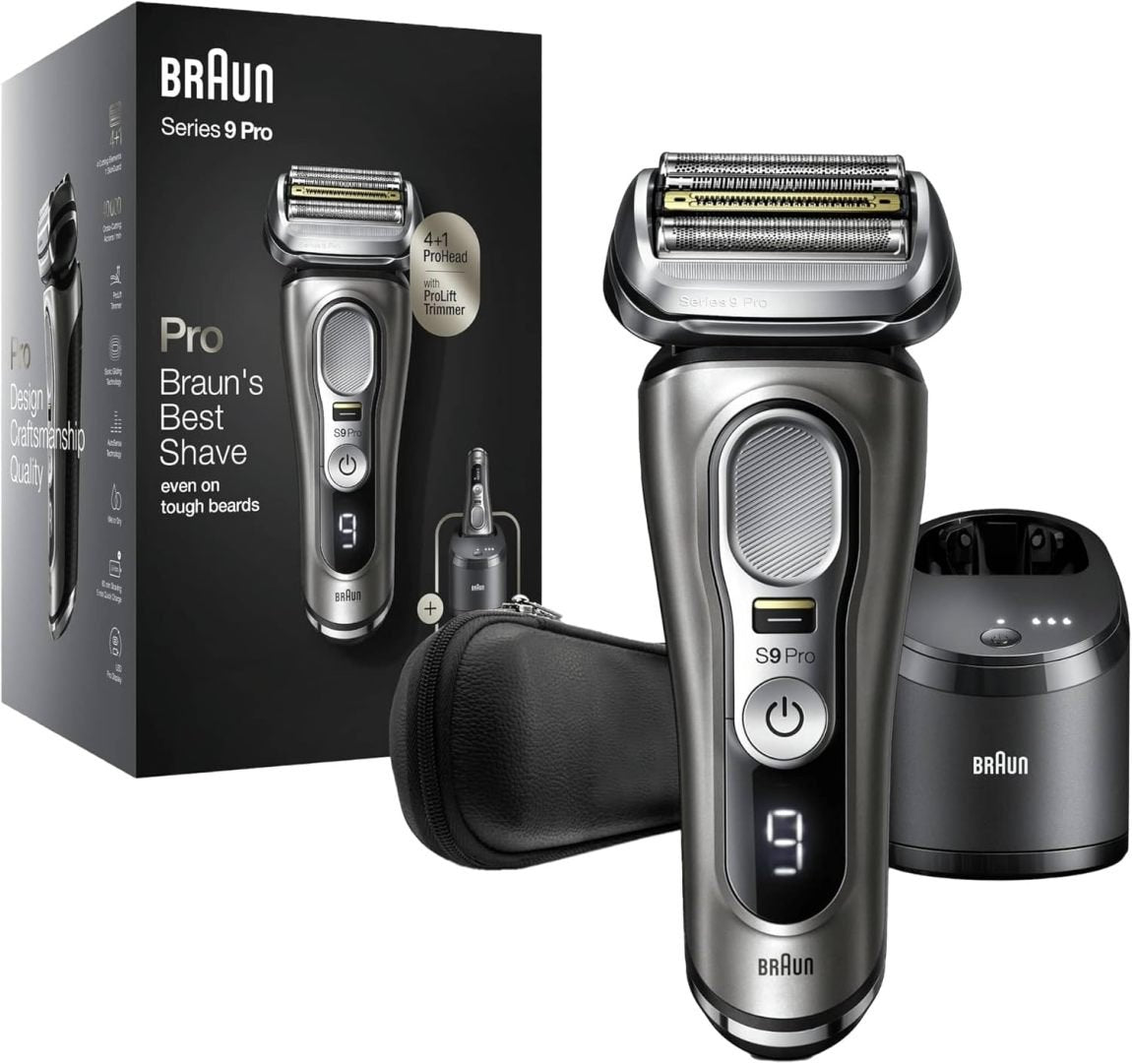Braun Series 9 Pro Afeitadora eléctrica premium para hombre – 4+1 elementos de afeitado, recortadora, estación de limpieza, autonomía 60 min,…