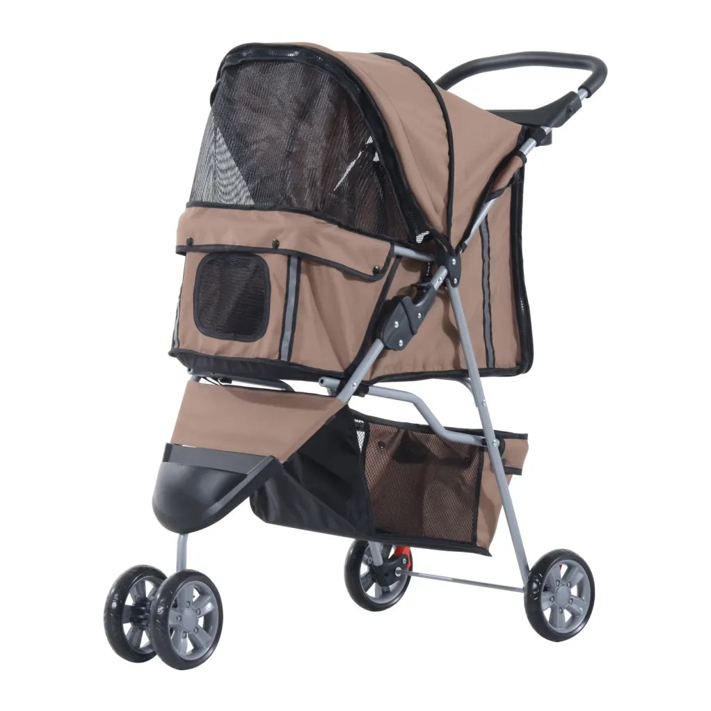PawHut Cochecito para perros plegable con freno de estacionamiento y cesta
