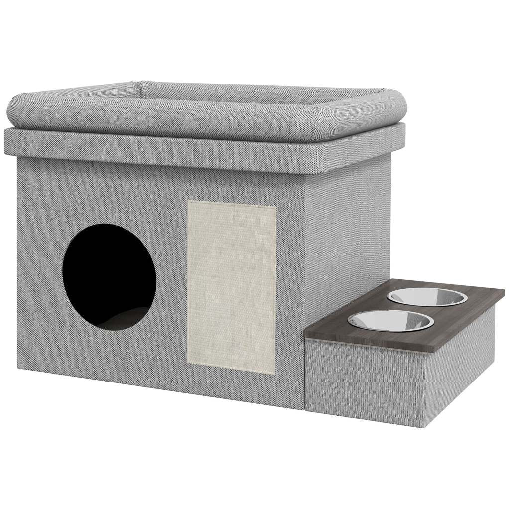 Juego de 2 comederos inox con soporte – Gris, 78 × 48 × 49,5 cm