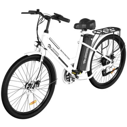 EVERCROSS EK8S Bicicleta eléctrica 26″ – Motor 250 W, batería 12 Ah, autonomía hasta 90 km, blanco