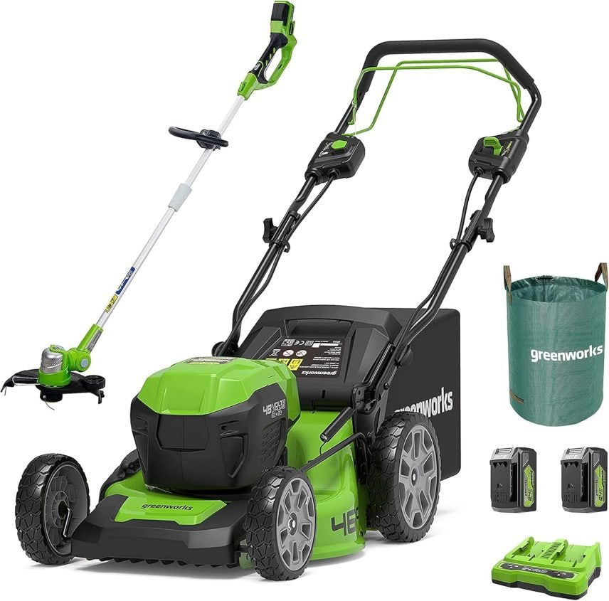 Greenworks Cortacésped a batería autopropulsado 48 V (2×24 V) GD24X2LM46SPK4X – Corte 46 cm, bolsa 55 L, hasta 480 m², 2 baterías 4 Ah y cargador…