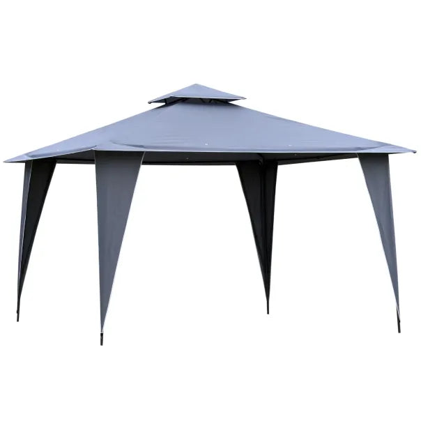 Outsunny Cenador 3,45 × 3,45 m con doble techo, gris