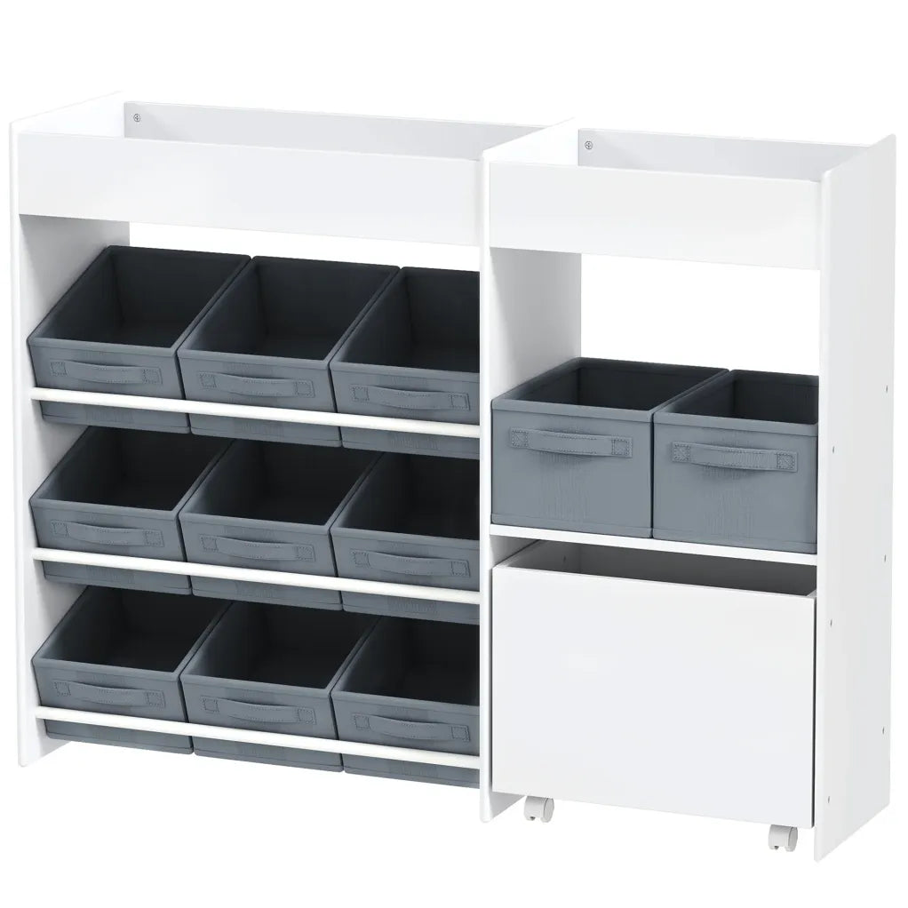 AIYAPLAY Mueble de almacenamiento infantil con 11 cajones de tela y armario – Blanco