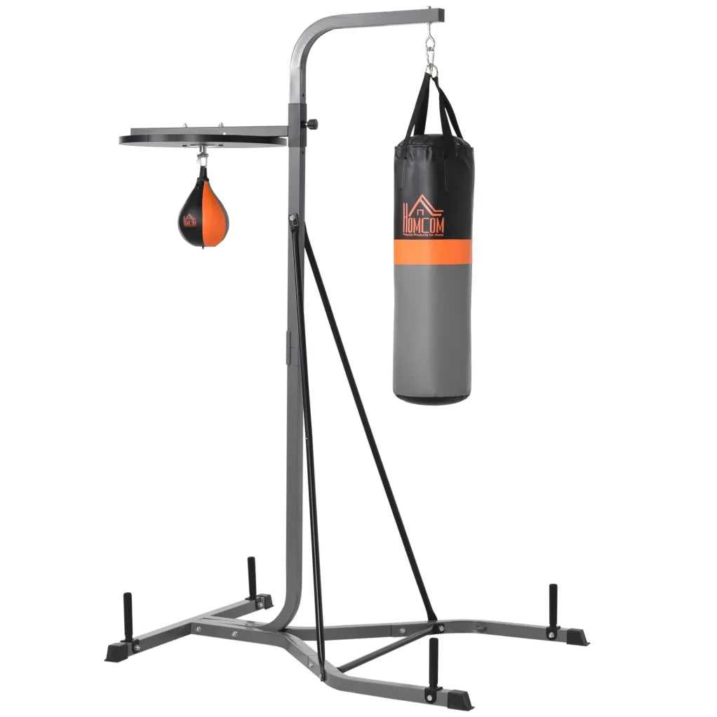 HOMCOM Soporte para saco de boxeo 2 en 1 – Autoportante y regulable en altura
