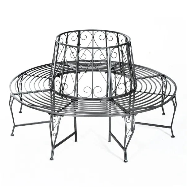 Outsunny Banco circular alrededor de árbol 360° – Amplio asiento de metal