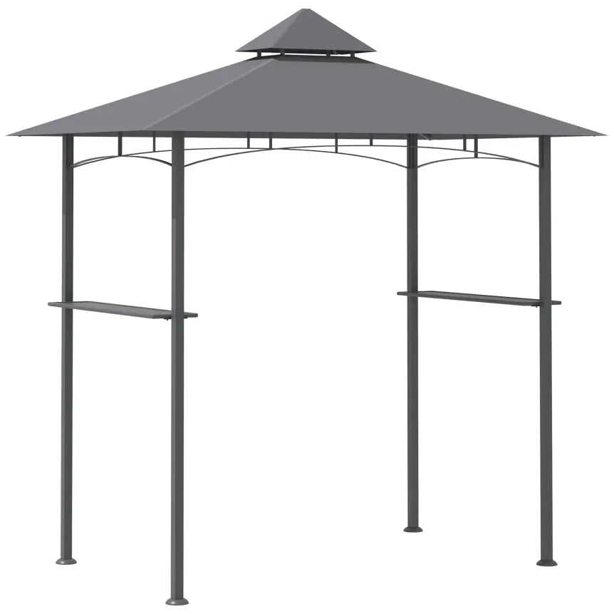 Outsunny Cenador para barbacoa 245 × 148 cm con doble techo – Gris
