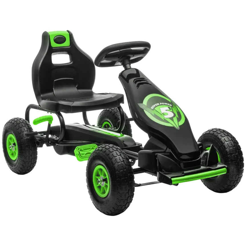 HOMCOM Kart a pedales infantil con asiento regulable en 3 posiciones y neumáticos de goma