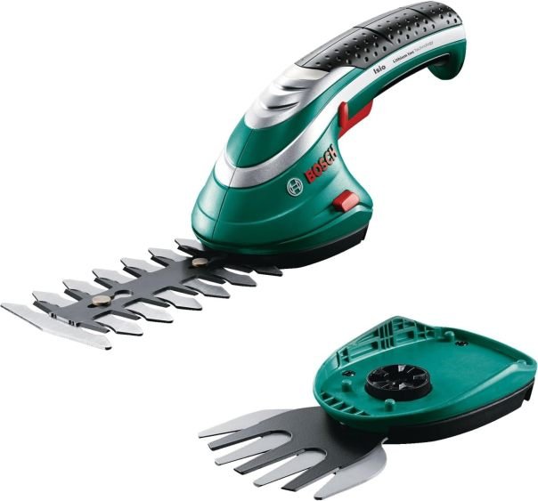 Bosch Isio Kit tijera cortacésped a batería – 3,6 V, cuchilla 12 cm, separación 8 mm, guantes de jardín XL y funda blanda incluidos, Amazon Edition