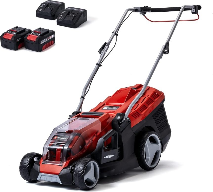 Einhell GE-CM 36/36 Li Kit Power X-Change Cortacésped inalámbrico – 36 V, anchura 36 cm, motor sin escobillas