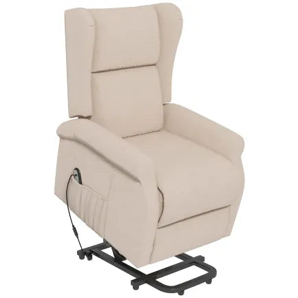 HOMCOM Sillón relax elevador eléctrico – Posición libremente regulable, blanco crema