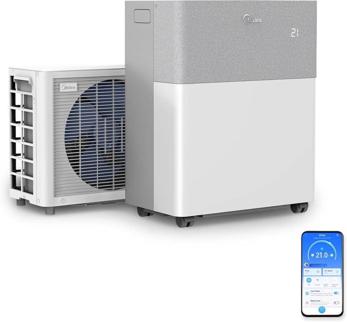 Midea PortaSplit Aire acondicionado portátil con bomba de calor – Frío A++/calor A+, 12.000 BTU, 3,5 kW, hasta 42 m²/105 m³, solo 39 dB(A) en modo…