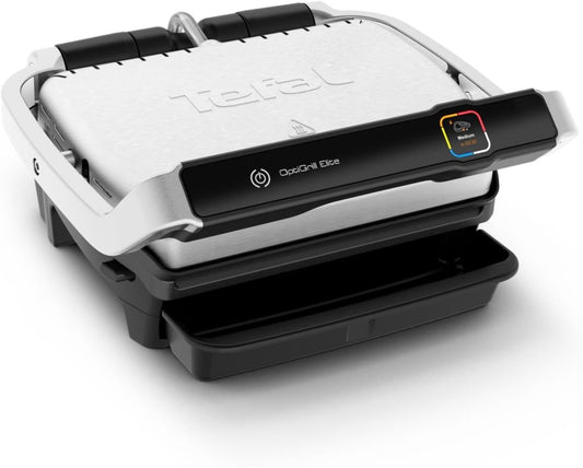 Tefal OptiGrill Elite GC750D16 Grill de contacto – 12 programas, pantalla digital con nivel de cocción, placas extraíbles, inox