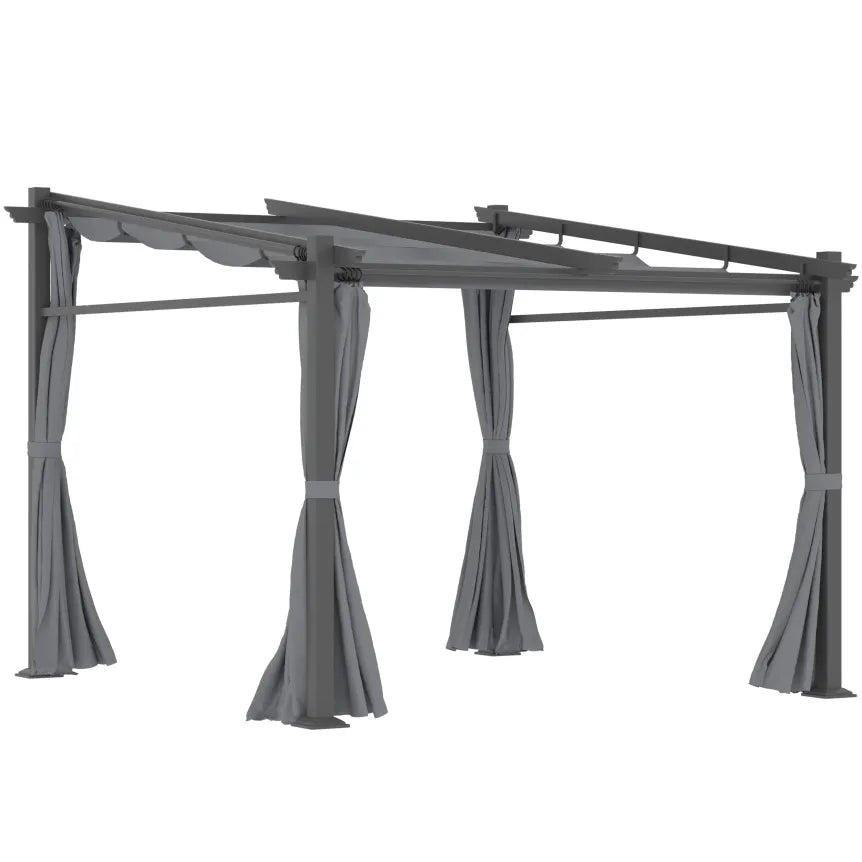 Outsunny Pérgola con techo retráctil y sistema de cuerda