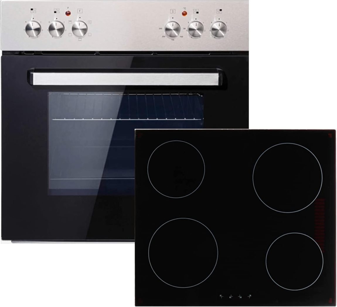 PKM Conjunto horno empotrable BIC3-IGKIX-2 – Frontal inox, placa vitrocerámica 60 cm, 3 funciones de horno, clase A