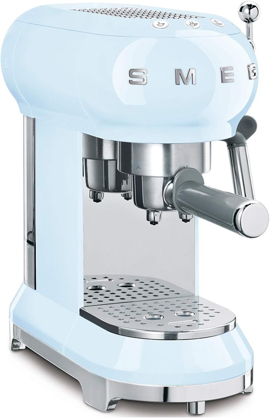 Smeg ECF01WHEU Cafetera espresso manual – Sistema cappuccino, Thermoblock, café doble, depósito 1 L, formato compacto