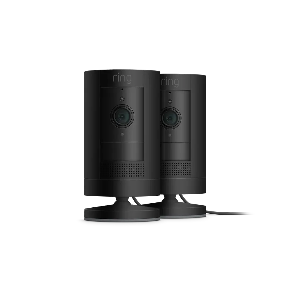 Lote de 2 cámaras exteriores con alimentación de red Stick Up Cam Plug-In – Negro