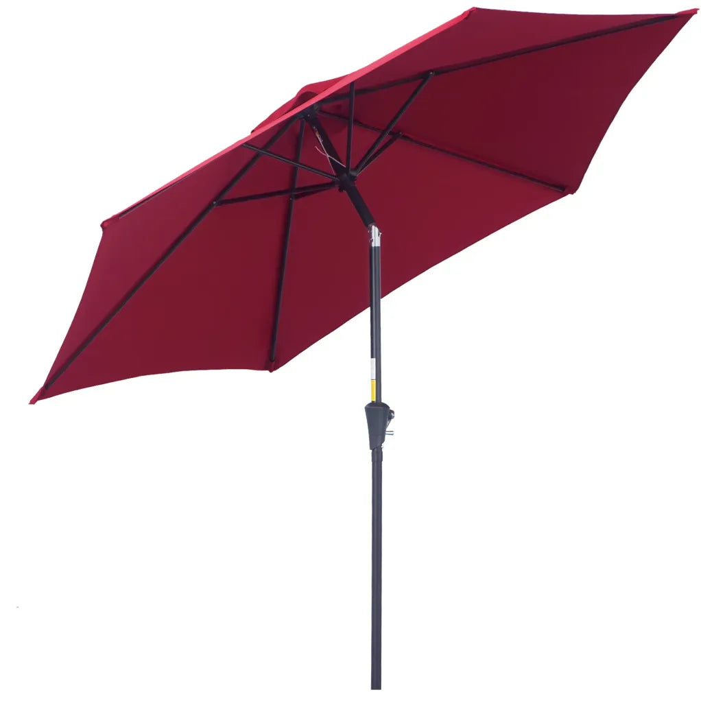 Outsunny Sombrilla de aluminio roja – Inclinable con manivela