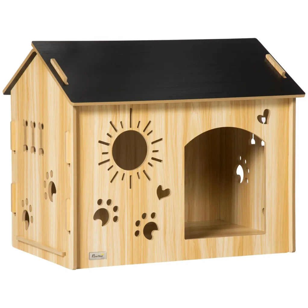 PawHut Caseta espaciosa para perros con aberturas de ventilación decorativas