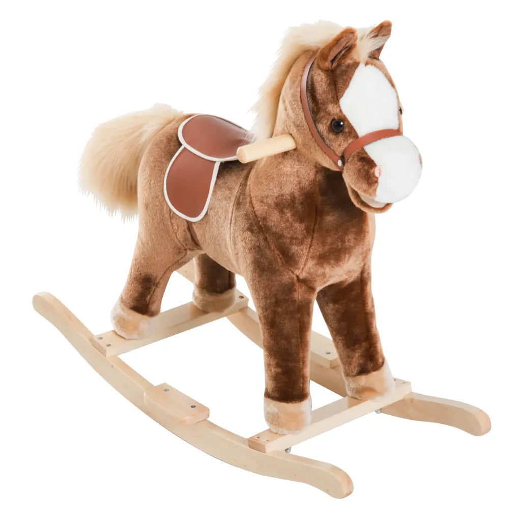 HOMCOM Caballo balancín infantil de peluche acolchado y seguro