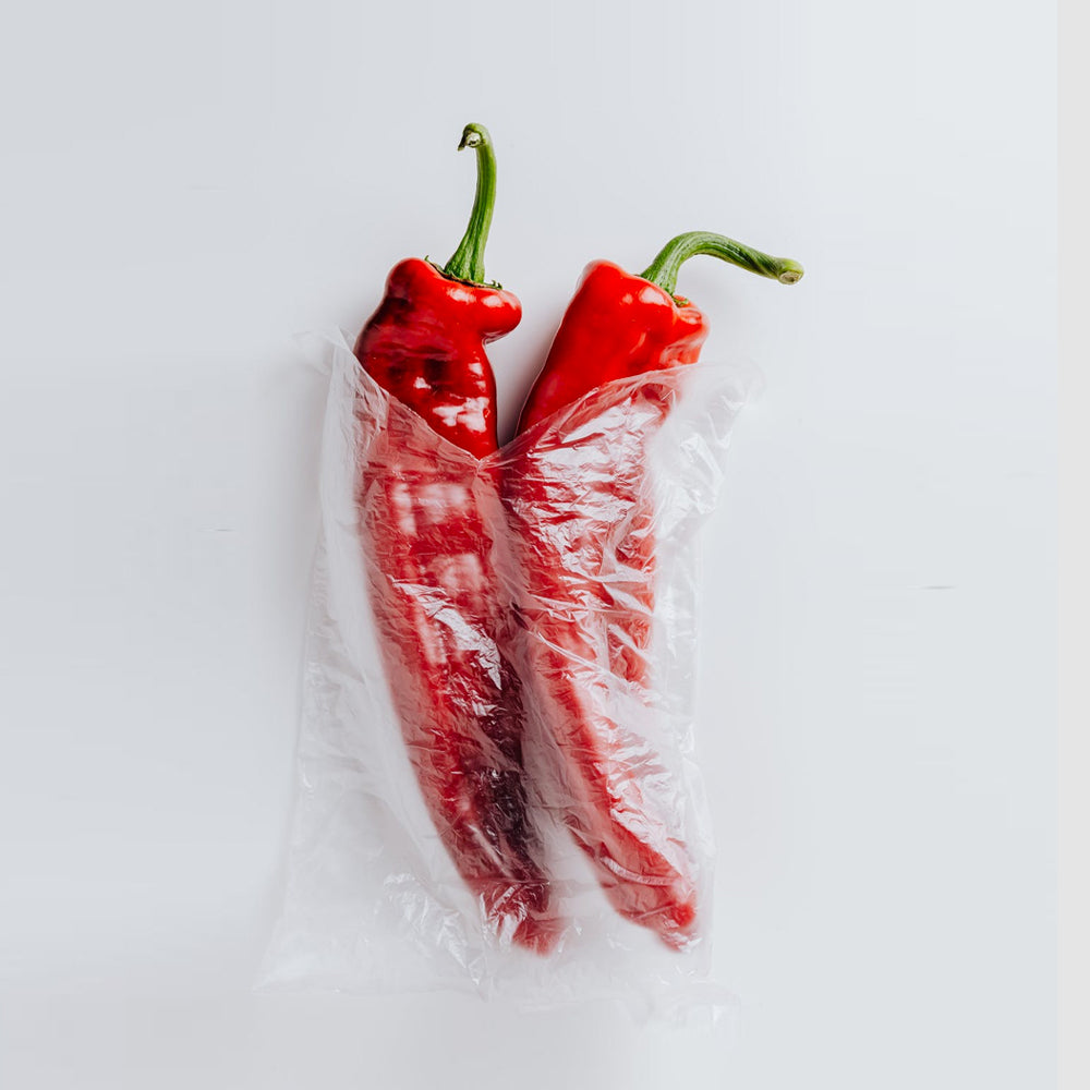 Pimientos rojos recogidos a mano