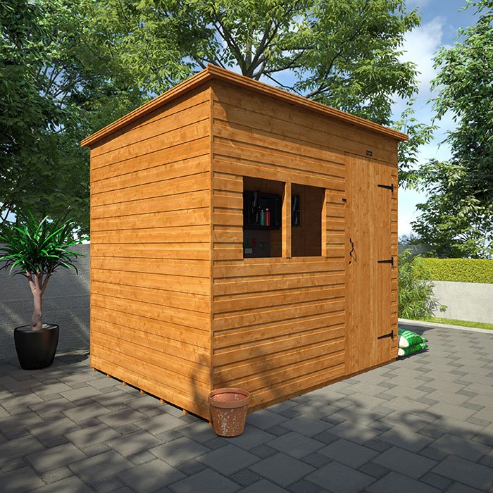 Tiger Shiplap Extra High Pent Caseta de jardín extraalta – Caseta de madera con techo a una vertiente para maximizar el espacio de almacenamiento
