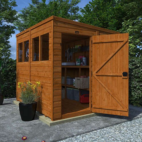 TigerFlex Shiplap Pent Caseta de jardín – Caseta de madera flexible con techo a una vertiente para herramientas y almacenamiento