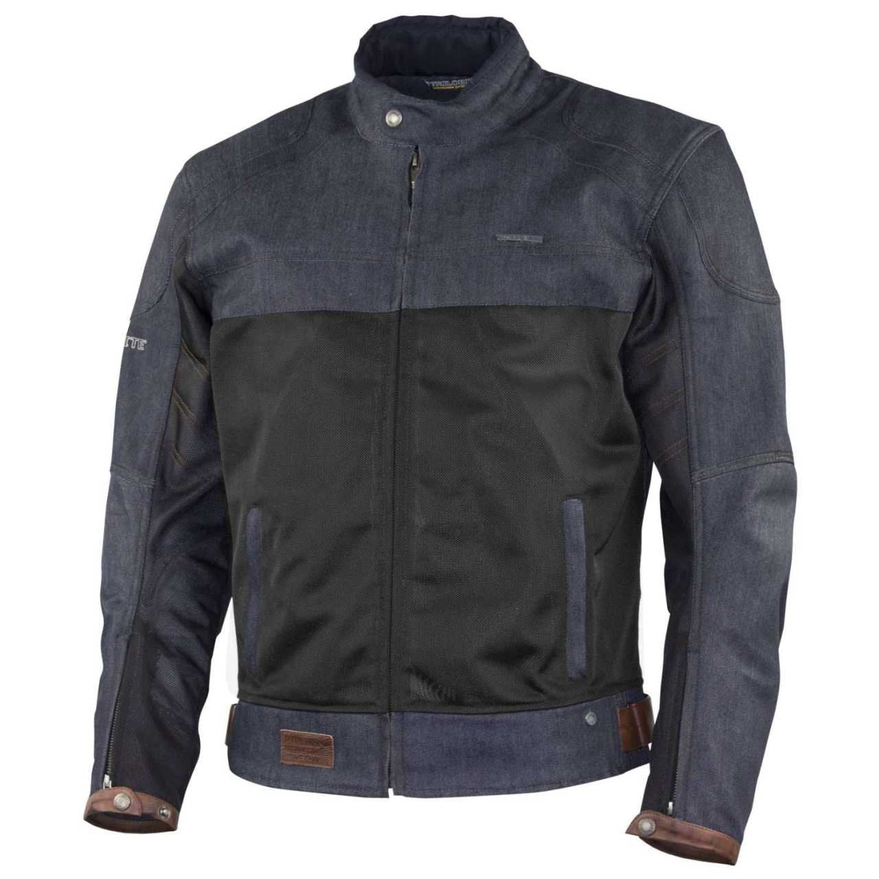 Trilobite Airtech Chaqueta de moto para hombre azul/negra – Refuerzo Kevlar, protecciones CE, ventilación Air-Mesh