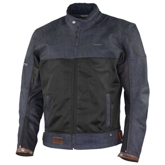 Trilobite Airtech Chaqueta de moto para hombre azul/negra – Refuerzo Kevlar, protecciones CE, ventilación Air-Mesh