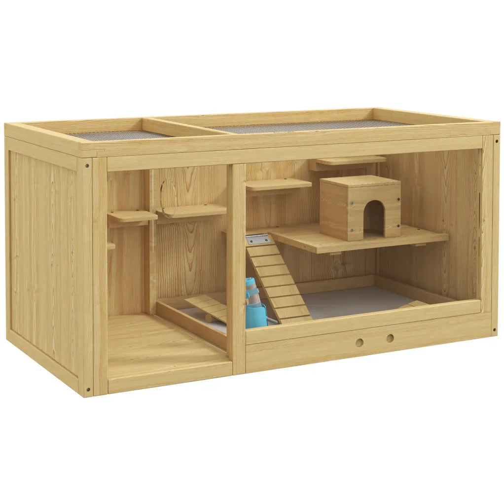PawHut Jaula multinivel para hámsteres / animales pequeños con accesorios, madera