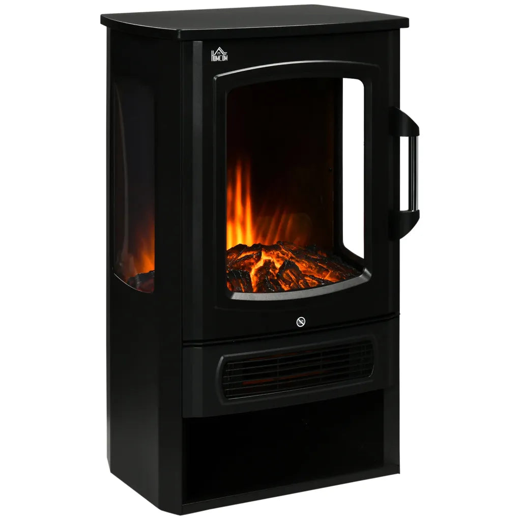 HOMCOM Chimenea eléctrica con efecto llama LED, 2 niveles de calor, protección contra sobrecalentamiento